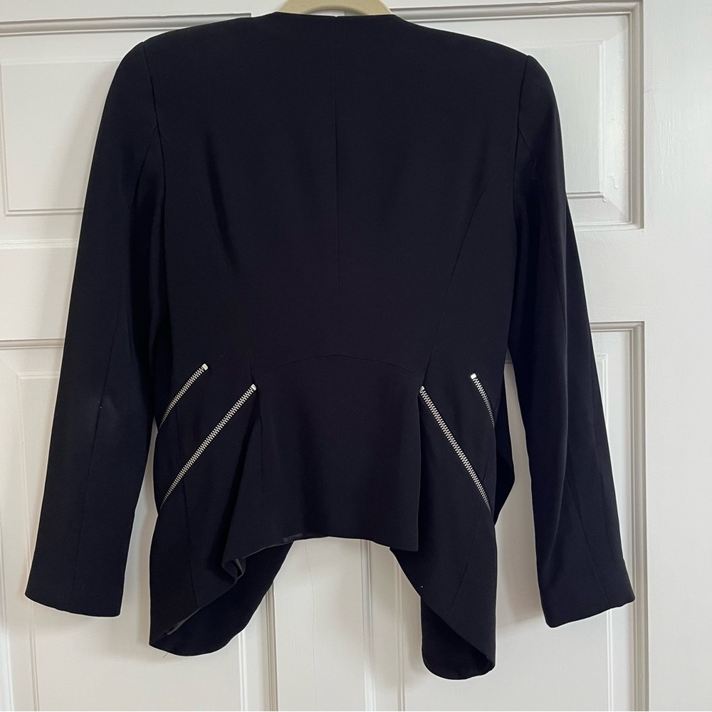 LIKE NEW Zara Polish Black Drappy Blazer with Silver Hardware - Picture 4 of 6